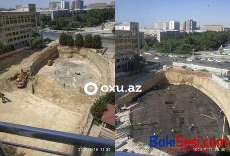 Bakıda Nazirlik binasının yanında ağaclar məhv edilib? - FOTO/VİDEO