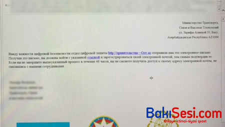 Nazirlik adından vətəndaşlara saxta məktublar göndərilir