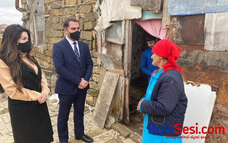 Nazirlik ağır şəraitdə yaşayan əsgər ailəsinə baş çəkdi - Fotolar