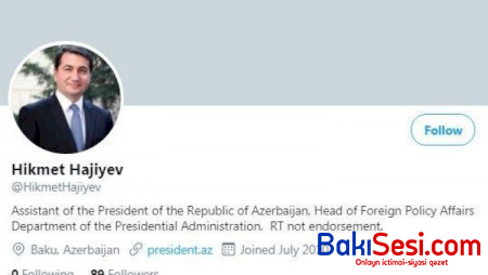 Hikmət Hacıyevin “Twitter”I bərpa edildi