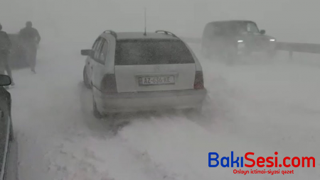 Bakı-Şamaxı yolunda hərəkət iflic oldu - VİDEO