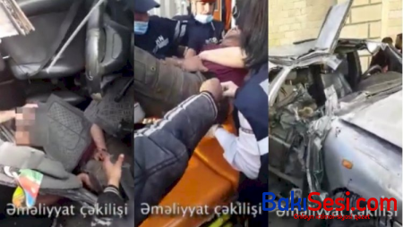 Qəza nəticəsində yaralanan şəxs belə xilas edildi - Video