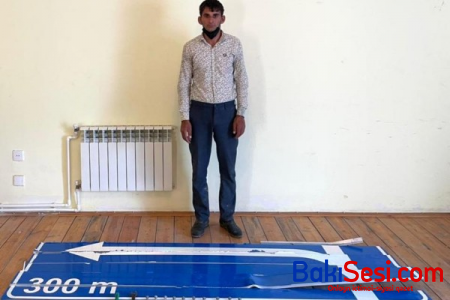 Yol nişanı lövhəsini oğurlayan şəxs tutuldu