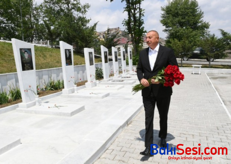 Prezident Daşkəsəndə Şəhidlər xiyabanını ziyarət etdi - FOTO