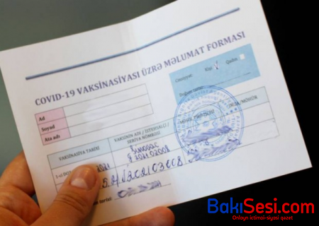 Avqustun 9-dan vaksinlərlə bağlı yeni sertifikat VERİLƏCƏK