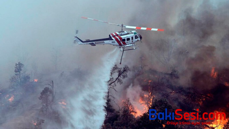 Qəbələdəki yanğının söndürülməsinə helikopter cəlb olundu