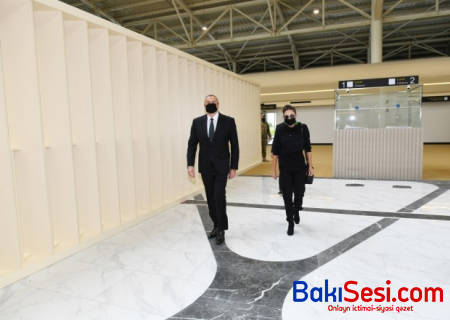 İlham Əliyev və Mehriban Əliyeva Füzuli aeroportunda - FOTOLAR