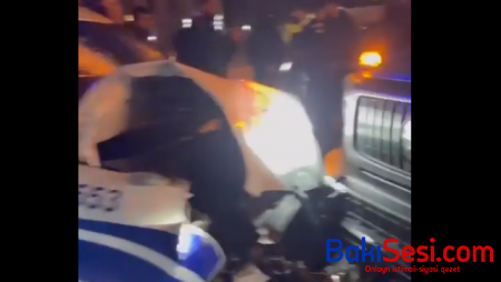 Bakıda PPX avtomobili "Galendewagen"lə toqquşdu - Polis xəsarət aldı VİDEO