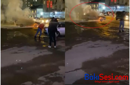 Xırdalanda minik avtomobili yandı - VİDEO