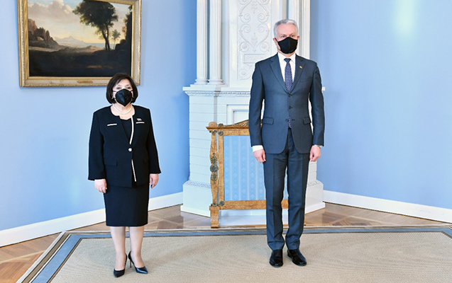 Sahibə Qafarova Litva Prezidenti ilə görüşdü - Foto