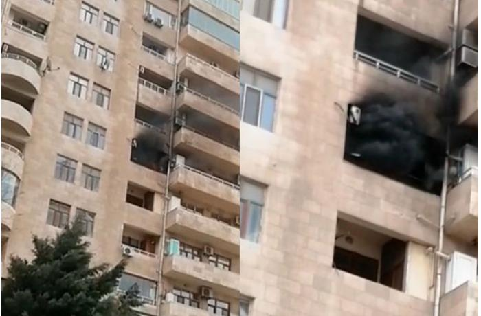 Bakıda yaşayış binası yanır - VİDEO