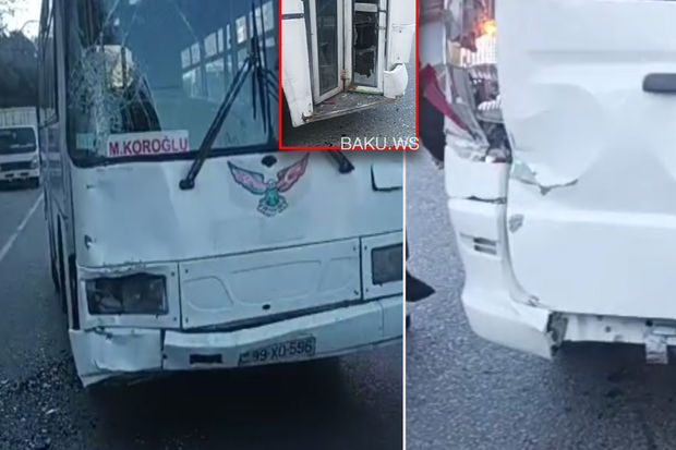 Bakıda sükan arxasında telefonla danışan avtobus sürücüsü qəza törətdi