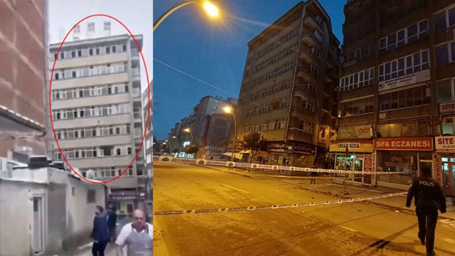 Zəlzələdən sonra boşadılan bina belə silkələndi