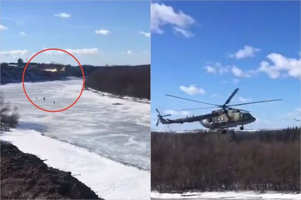 Rusiyada helikopterin pərləri elektrik naqillərinə ilişdi